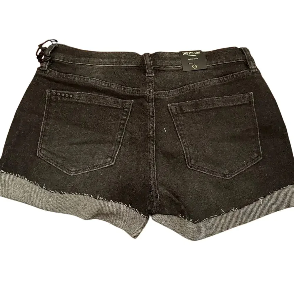 BLANKNYC The Fulton Roll Up Black Denim Shorts Size 27 New w/ Tag MSRP $68